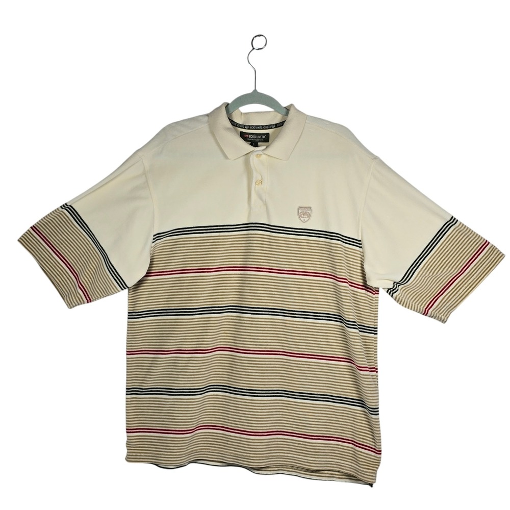 Vintage Ecko Unltd Polo Shirt Mens Large Striped Velour Rhino Logo Hip Hop Y2K